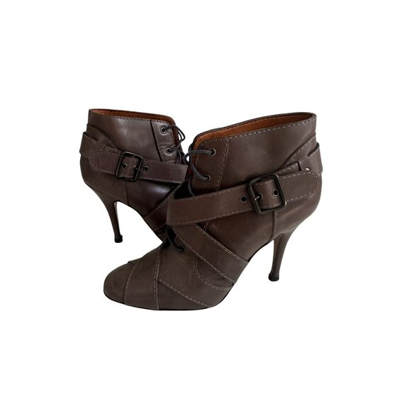 GIVENCHY Brown Leather Buckle Ankle Boots Size 37 / US 7 - Picture 10 of 10